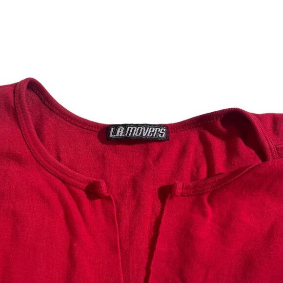 Y2K Red Sporty Jersey Style Graphic Baby Tee - Picture 3 of 4